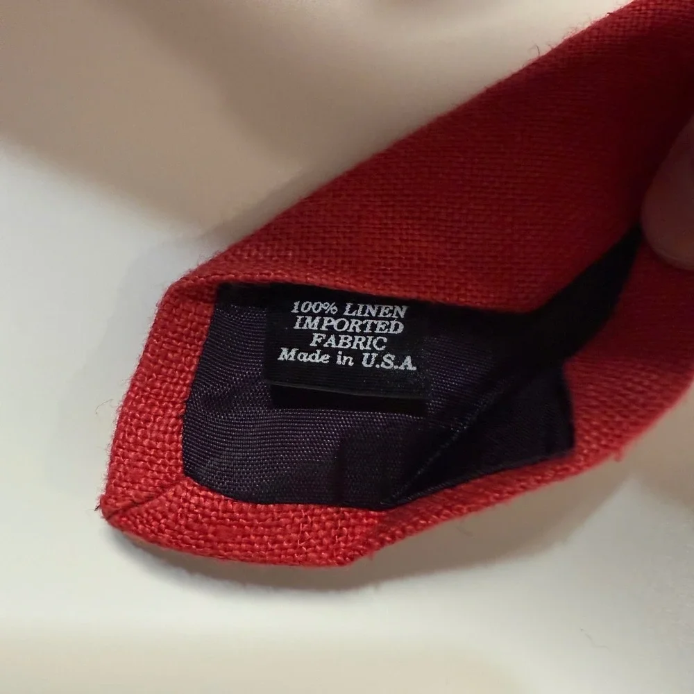 Brooks Brothers Tie Mens Red 100% Linen Solid Woven Made in USA Necktie